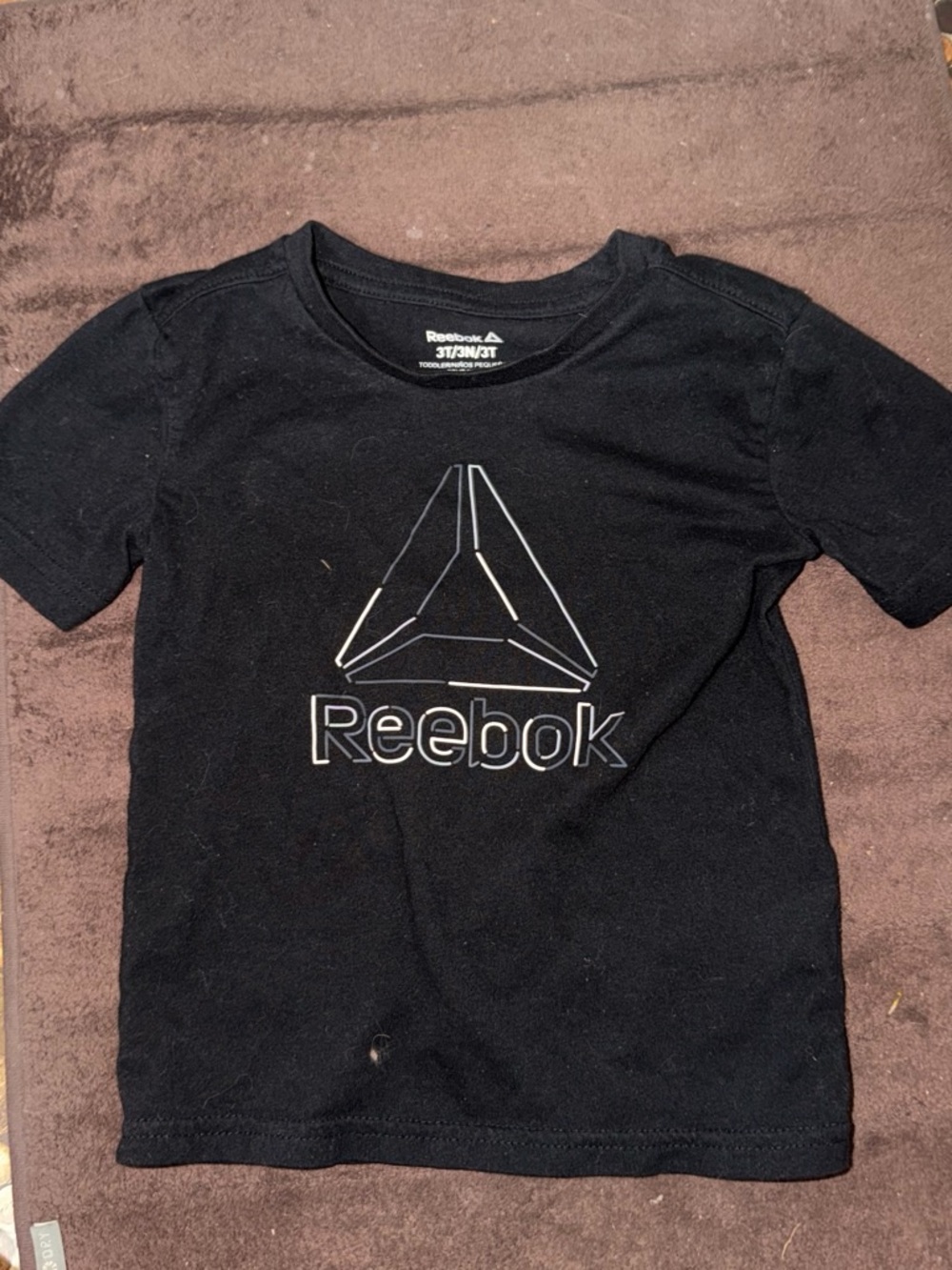 Reebok Black Kids Short Sleeve Tee with Reflective Logo